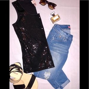 Black Sequin Knit Top